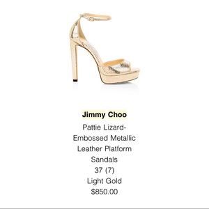 Jimmy Choo, gold sandals. Size 7